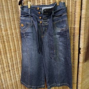 DEREON Womens Capri Pants Denim Wide Legs Size 11/12